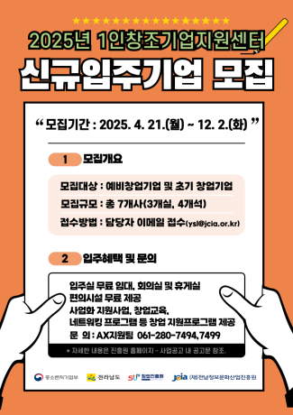 1인창조기업지원센터 입주기업 모집